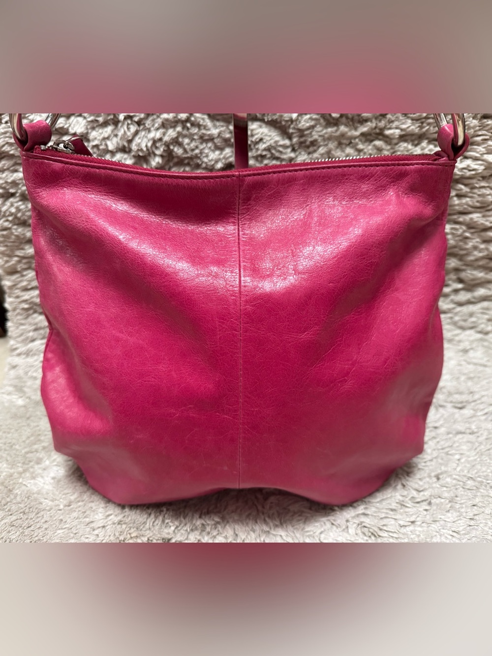 HOBO  Original-,Fuchsia Leather Shoulder Bag - Picture 7 of 13